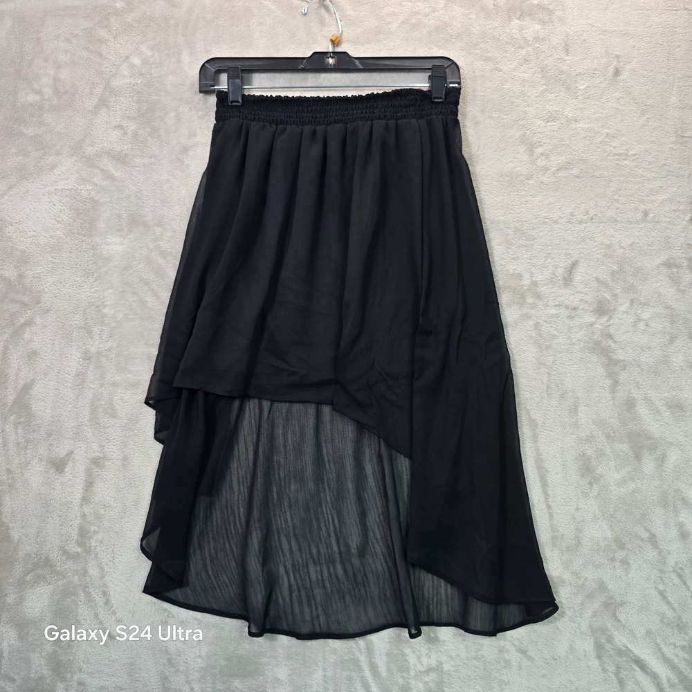 Joe Benbasset Chiffon Skirt Womens Small Black Sheer Asymmetrical High Low Hem